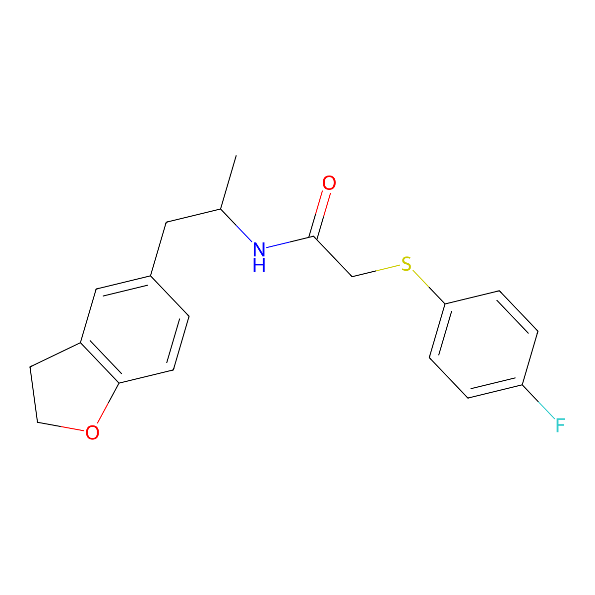 N-(1-(2,3-dihydrobenzofuran-5-yl)propan-2-yl)-2-((4-fluorophenyl)thio)acetamide molecular structure, CAS 2034515-47-2