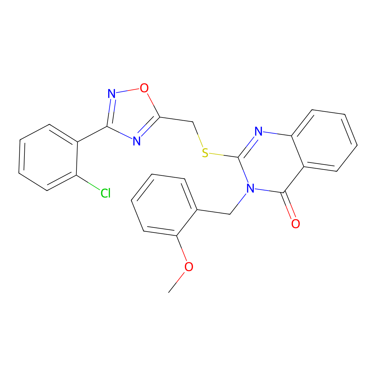 2-(((3-(2-chlorophenyl)-1,2,4-oxadiazol-5-yl)methyl)thio)-3-(2-methoxybenzyl)quinazolin-4(3H)-one molecular structure, CAS 2034515-48-3