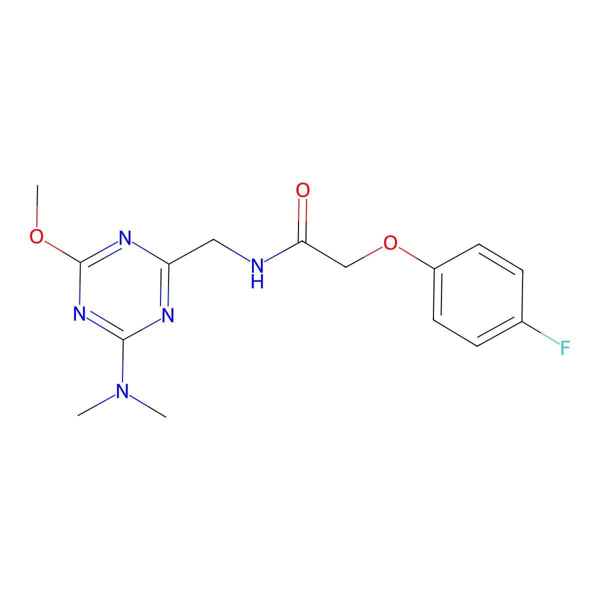 N-{[4-(dimethylamino)-6-methoxy-1,3,5-triazin-2-yl]methyl}-2-(4-fluorophenoxy)acetamide molecular structure, CAS 2034515-51-8