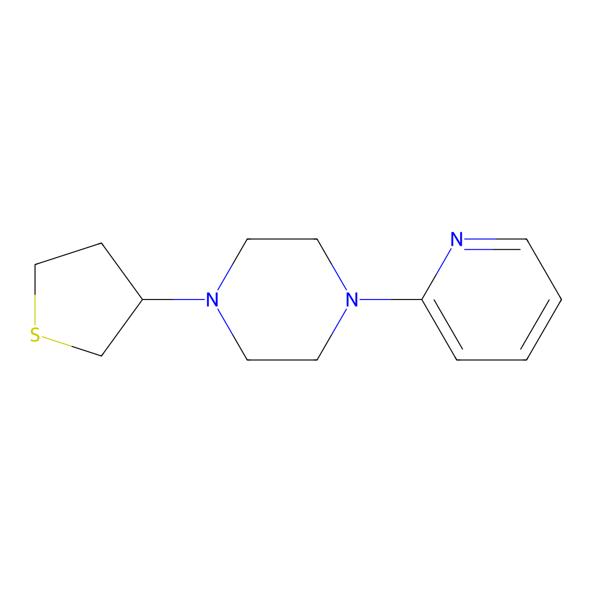 1-(Pyridin-2-yl)-4-(tetrahydrothiophen-3-yl)piperazine molecular structure, CAS 2034515-56-3