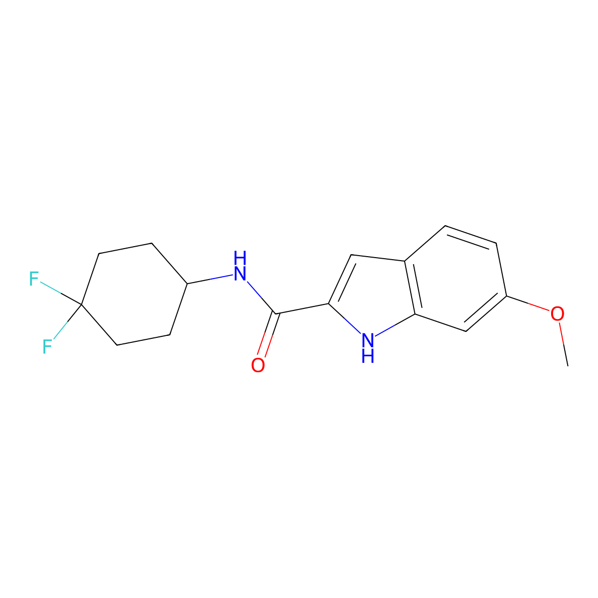N-(4,4-difluorocyclohexyl)-6-methoxy-1H-indole-2-carboxamide molecular structure, CAS 2034515-61-0
