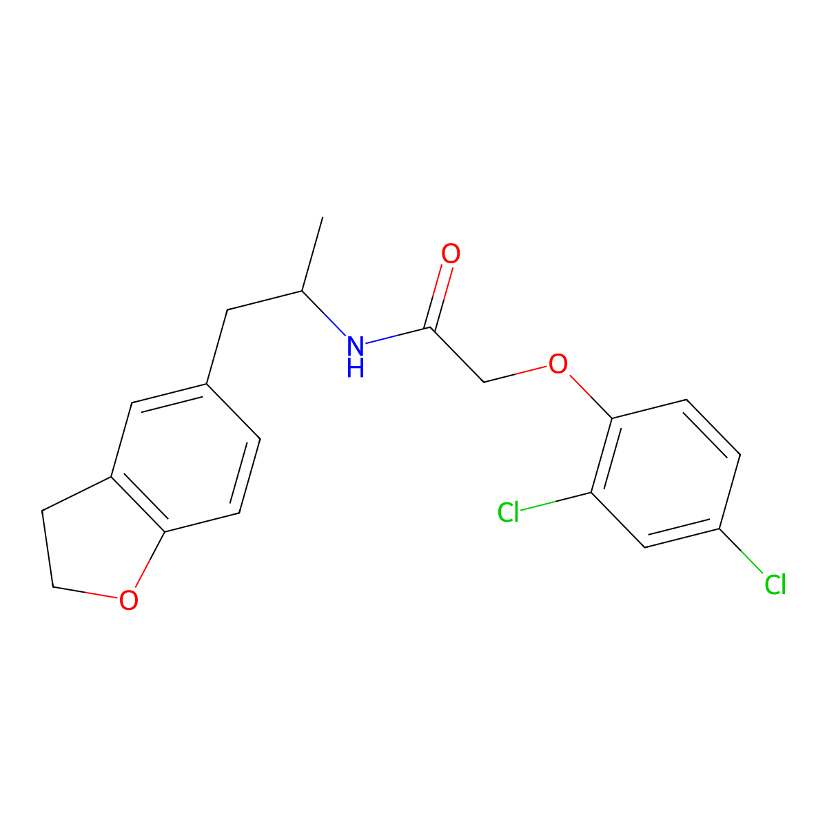 2-(2,4-dichlorophenoxy)-N-(1-(2,3-dihydrobenzofuran-5-yl)propan-2-yl)acetamide molecular structure, CAS 2034515-62-1