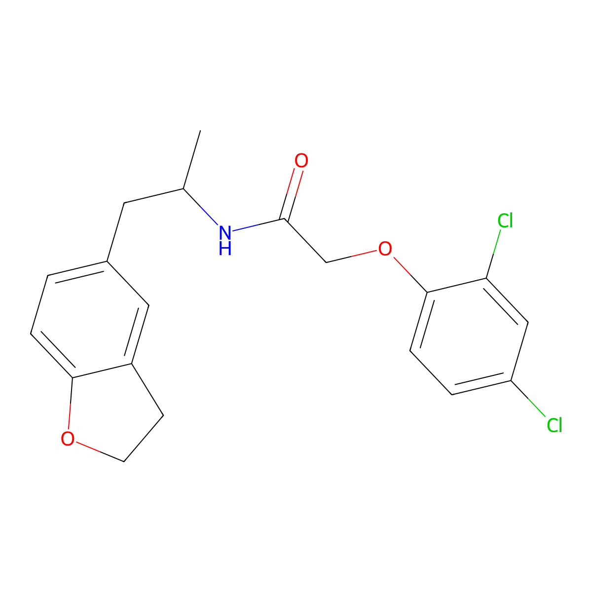 2-(2,4-dichlorophenoxy)-N-(1-(2,3-dihydrobenzofuran-5-yl)propan-2-yl)acetamide molecular structure, CAS 2034515-62-1
