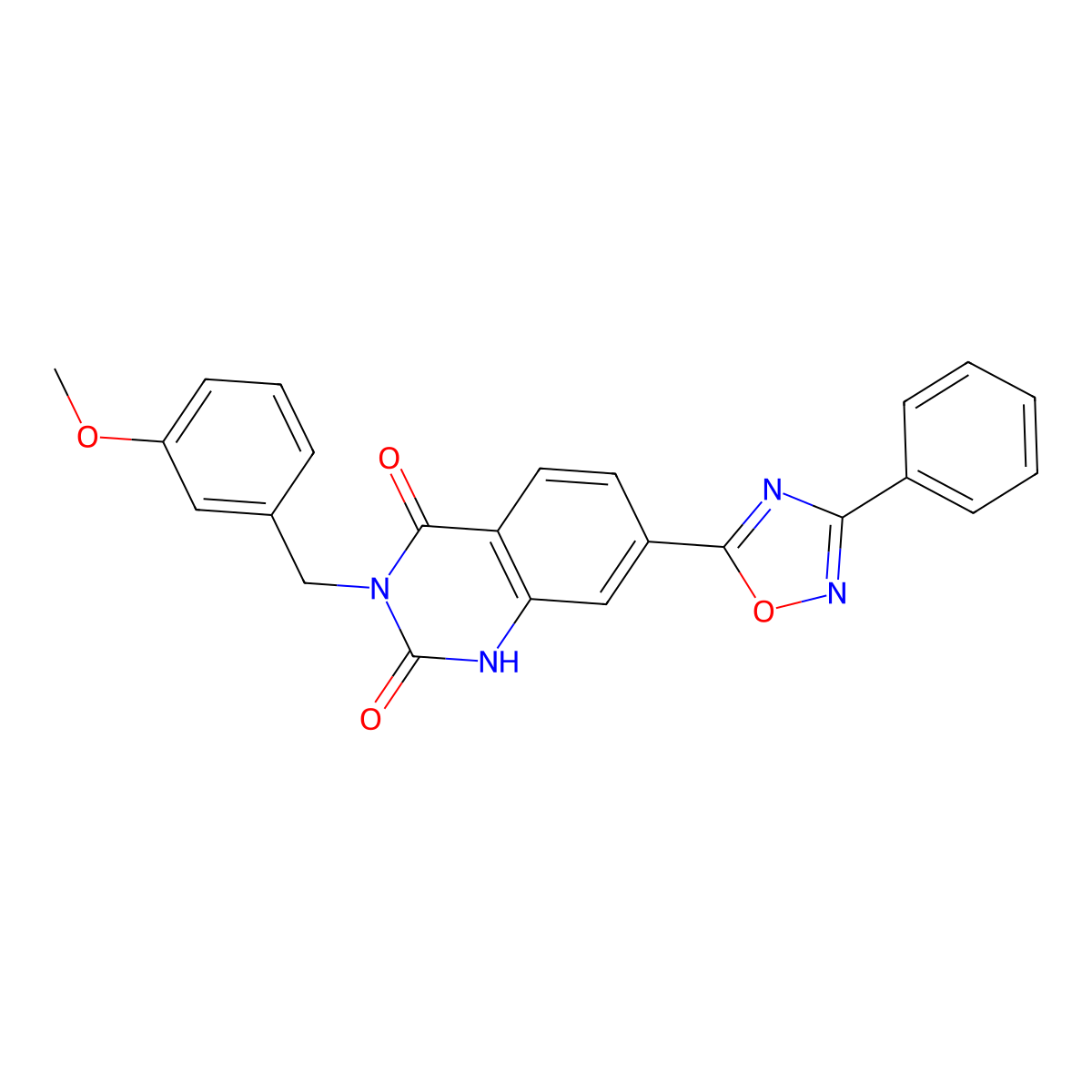 3-(3-methoxybenzyl)-7-(3-phenyl-1,2,4-oxadiazol-5-yl)quinazoline-2,4(1H,3H)-dione molecular structure, CAS 2034515-68-7