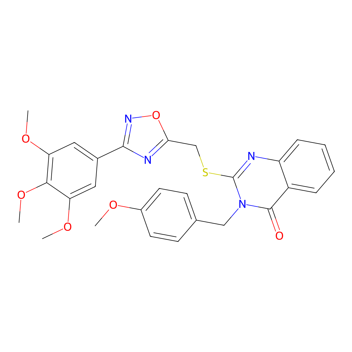 3-(4-methoxybenzyl)-2-(((3-(3,4,5-trimethoxyphenyl)-1,2,4-oxadiazol-5-yl)methyl)thio)quinazolin-4(3H)-one molecular structure, CAS 2034515-71-2