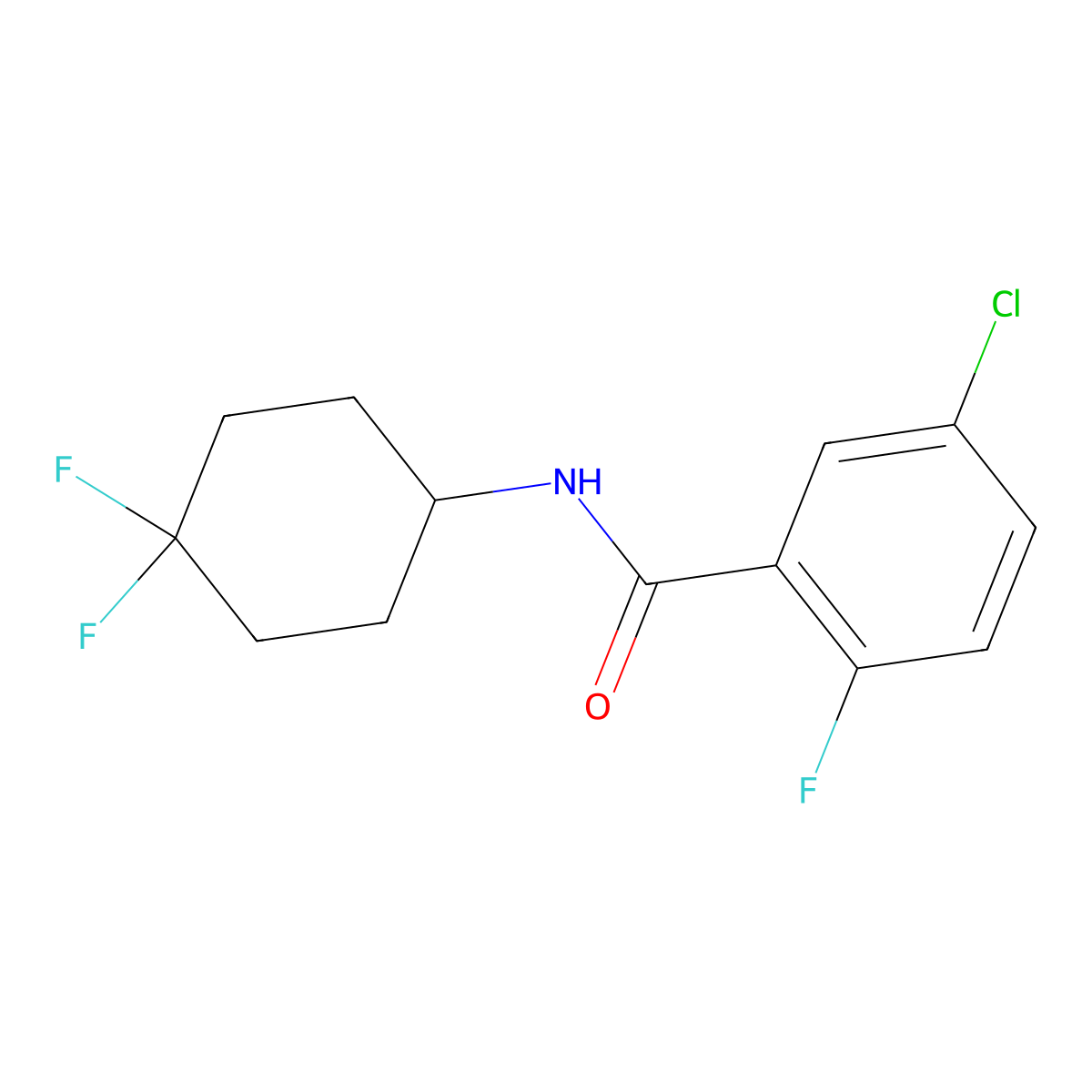 5-chloro-N-(4,4-difluorocyclohexyl)-2-fluorobenzamide molecular structure, CAS 2034515-72-3