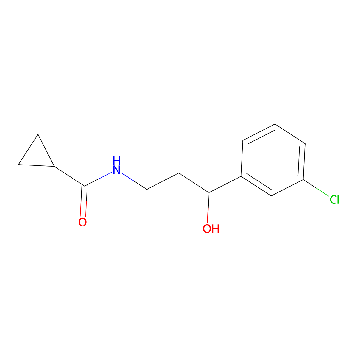 N-[3-(3-chlorophenyl)-3-hydroxypropyl]cyclopropanecarboxamide molecular structure, CAS 2034515-76-7