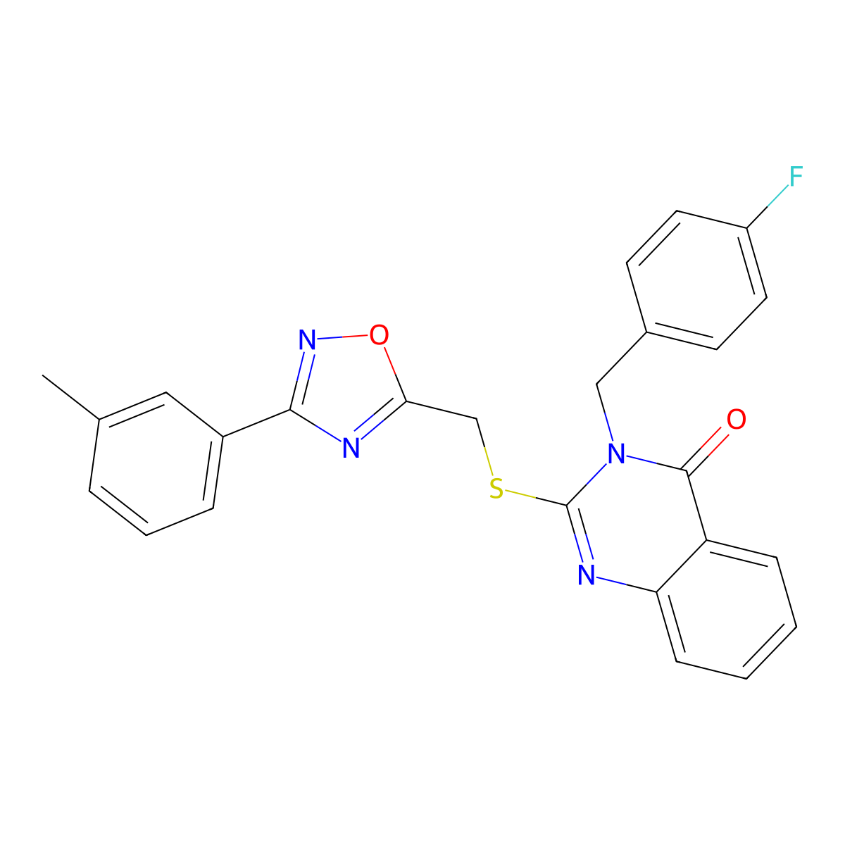 3-(4-fluorobenzyl)-2-(((3-(m-tolyl)-1,2,4-oxadiazol-5-yl)methyl)thio)quinazolin-4(3H)-one molecular structure, CAS 2034515-78-9