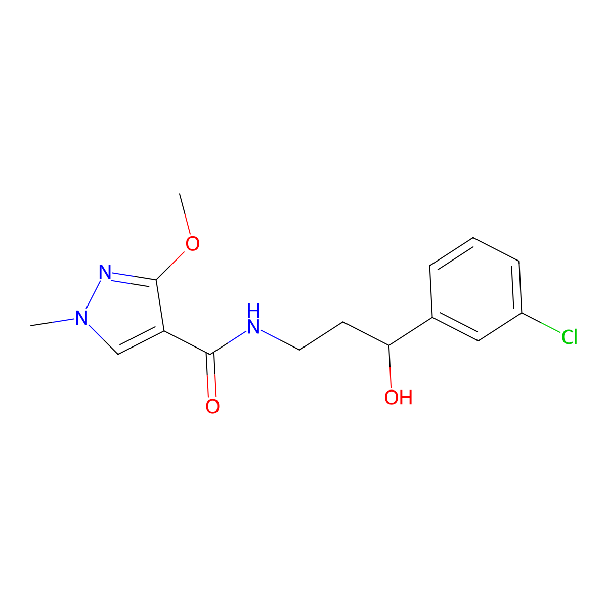 N-[3-(3-chlorophenyl)-3-hydroxypropyl]-3-methoxy-1-methyl-1H-pyrazole-4-carboxamide molecular structure, CAS 2034515-82-5