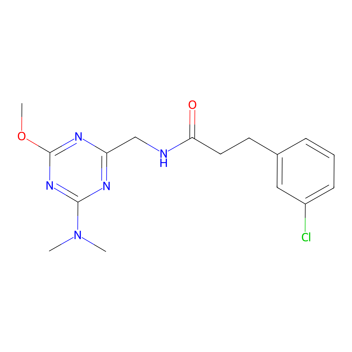 3-(3-chlorophenyl)-N-{[4-(dimethylamino)-6-methoxy-1,3,5-triazin-2-yl]methyl}propanamide molecular structure, CAS 2034515-84-7