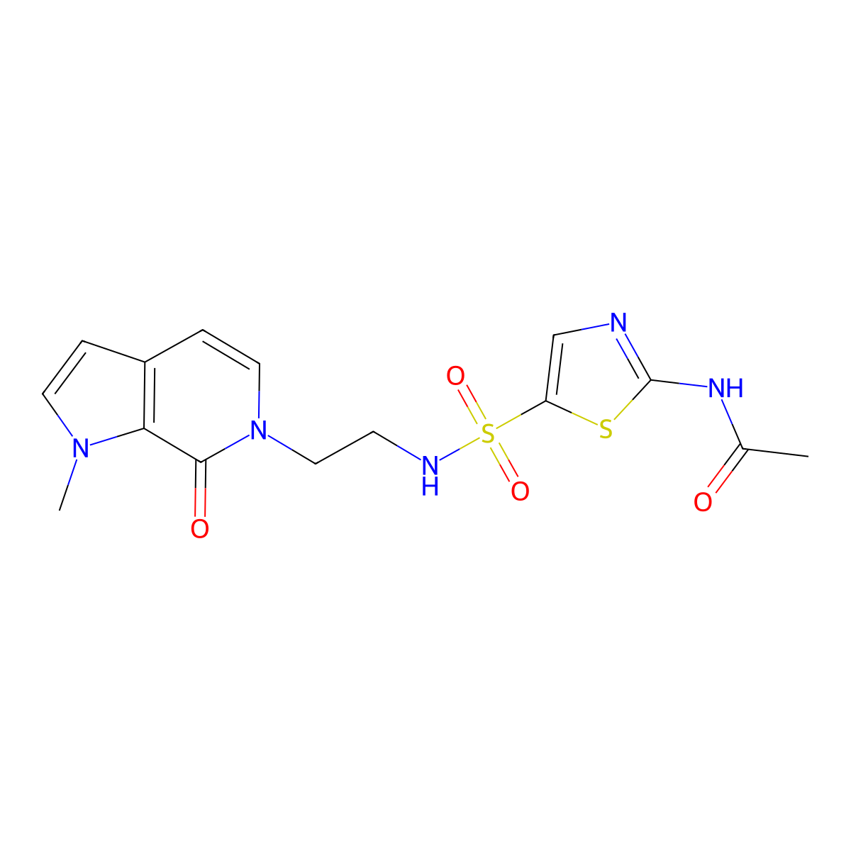 N-(5-(N-(2-(1-methyl-7-oxo-1H-pyrrolo[2,3-c]pyridin-6(7H)-yl)ethyl)sulfamoyl)thiazol-2-yl)acetamide molecular structure, CAS 2034515-94-9