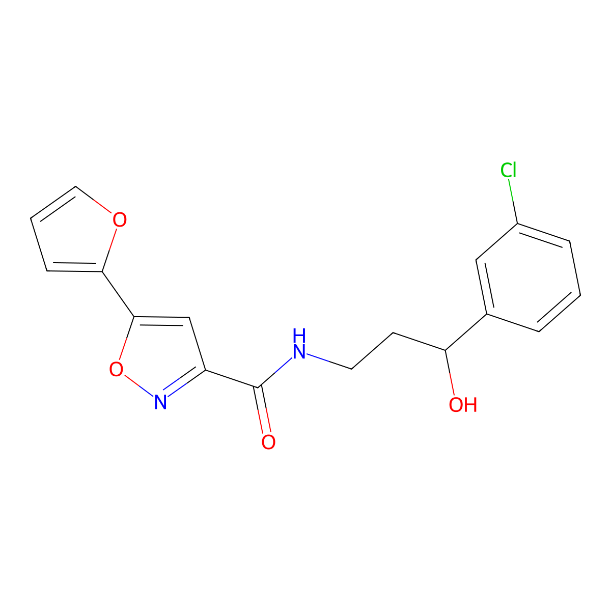 N-(3-(3-chlorophenyl)-3-hydroxypropyl)-5-(furan-2-yl)isoxazole-3-carboxamide molecular structure, CAS 2034515-97-2