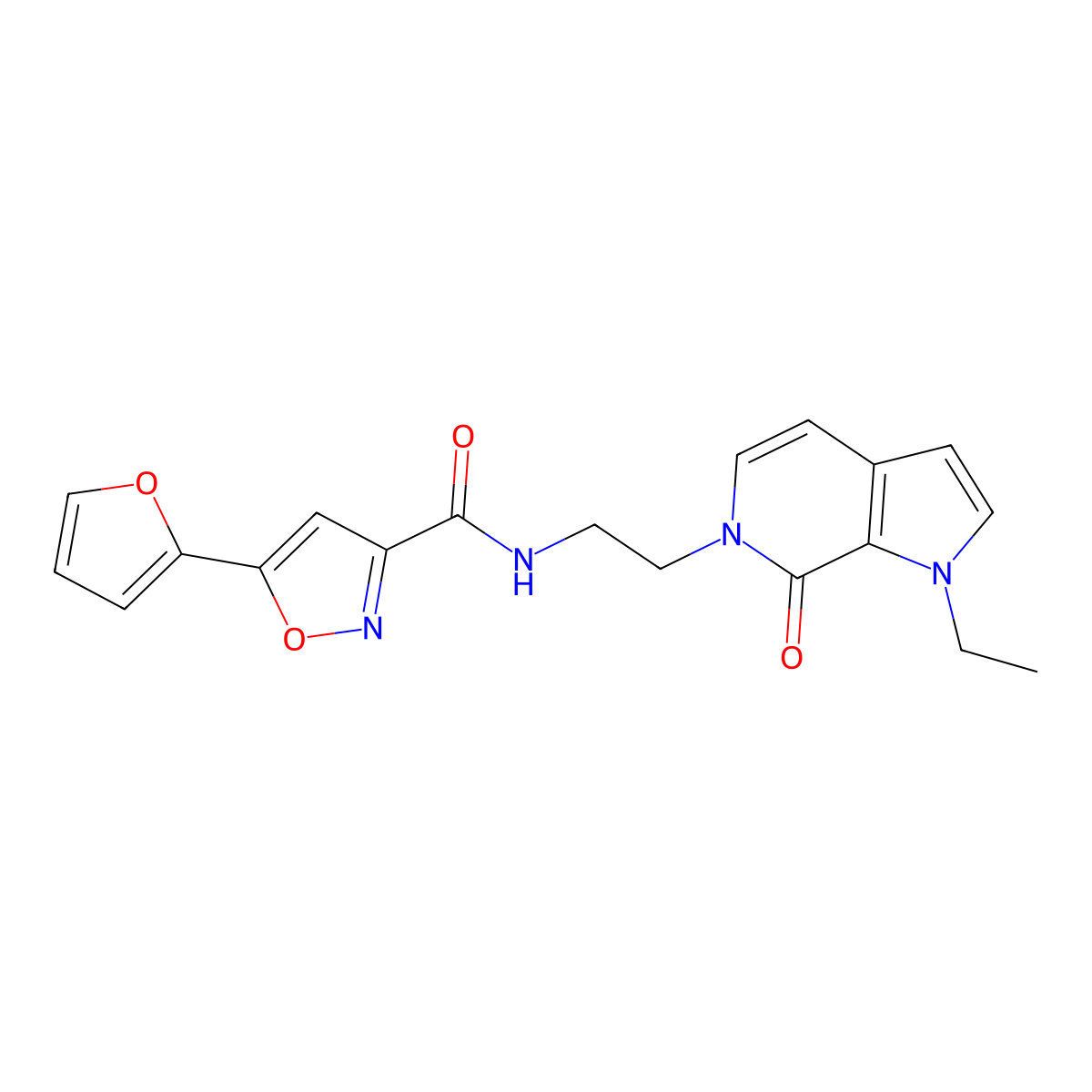 N-(2-(1-ethyl-7-oxo-1H-pyrrolo[2,3-c]pyridin-6(7H)-yl)ethyl)-5-(furan-2-yl)isoxazole-3-carboxamide molecular structure, CAS 2034516-02-2