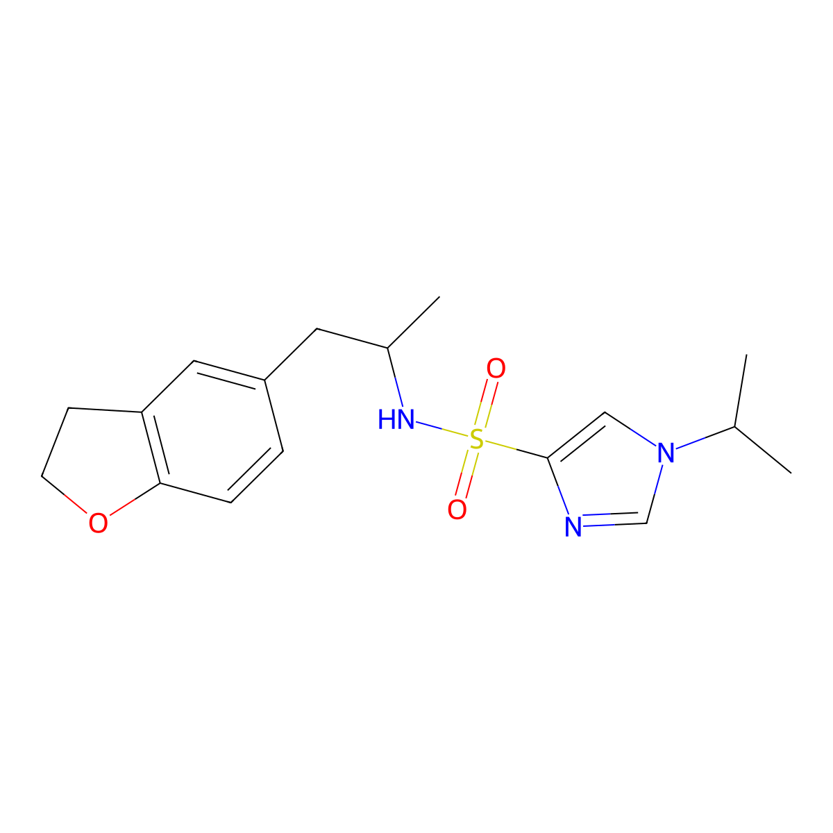 N-(1-(2,3-dihydrobenzofuran-5-yl)propan-2-yl)-1-isopropyl-1H-imidazole-4-sulfonamide molecular structure, CAS 2034516-03-3