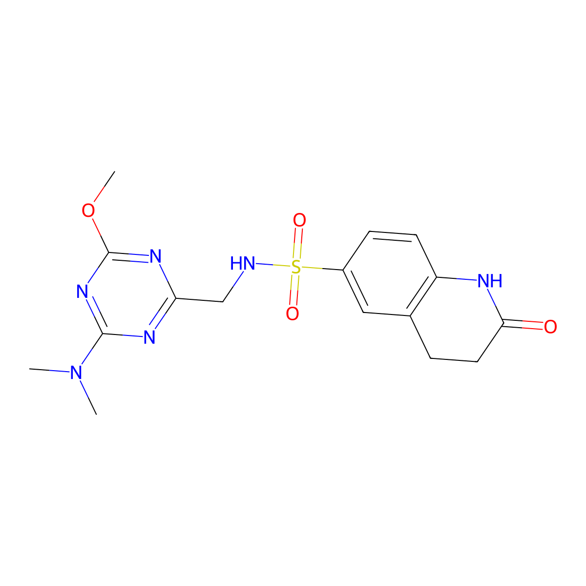 N-{[4-(dimethylamino)-6-methoxy-1,3,5-triazin-2-yl]methyl}-2-oxo-1,2,3,4-tetrahydroquinoline-6-sulfonamide molecular structure, CAS 2034516-06-6