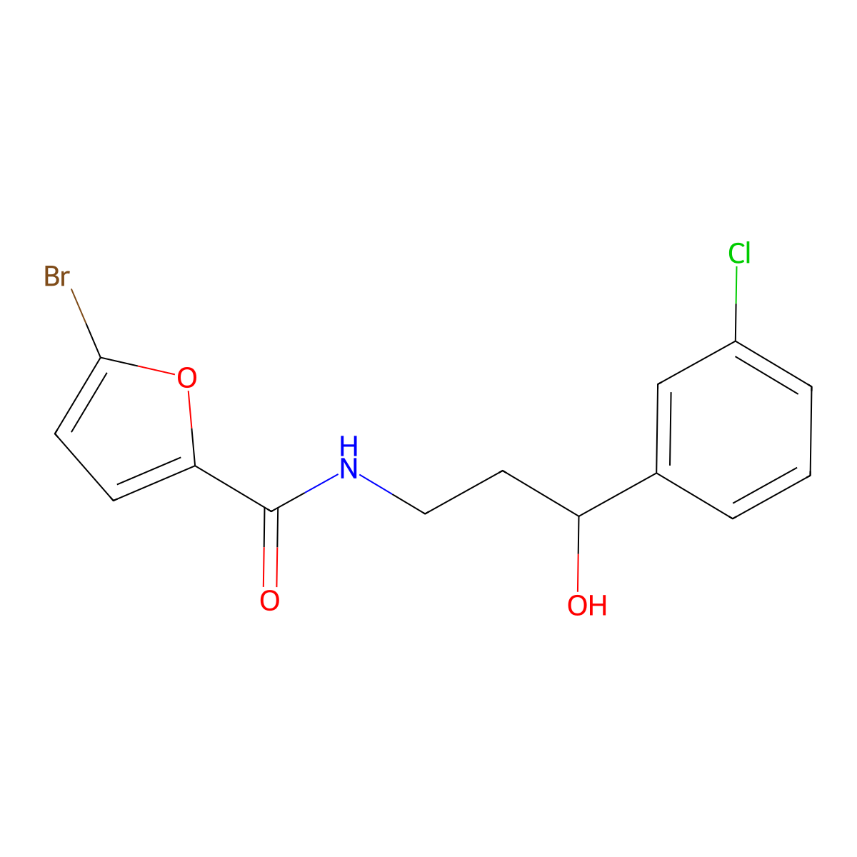 5-bromo-N-[3-(3-chlorophenyl)-3-hydroxypropyl]furan-2-carboxamide molecular structure, CAS 2034516-08-8