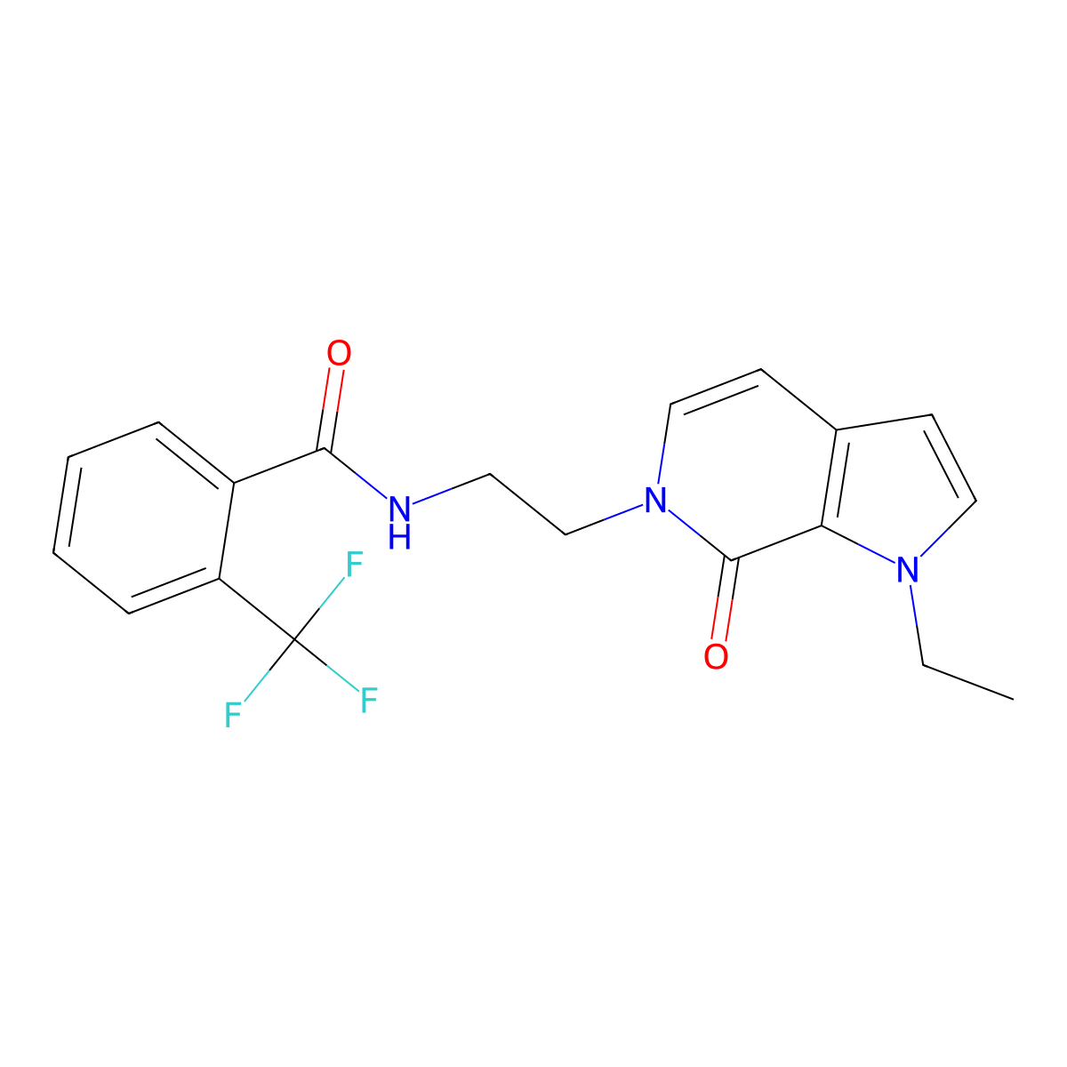 N-(2-(1-ethyl-7-oxo-1H-pyrrolo[2,3-c]pyridin-6(7H)-yl)ethyl)-2-(trifluoromethyl)benzamide molecular structure, CAS 2034516-10-2