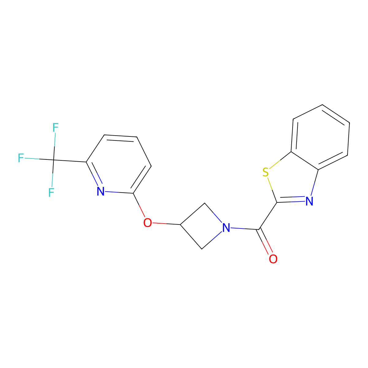 Benzo[d]thiazol-2-yl(3-((6-(trifluoromethyl)pyridin-2-yl)oxy)azetidin-1-yl)methanone molecular structure, CAS 2034516-15-7