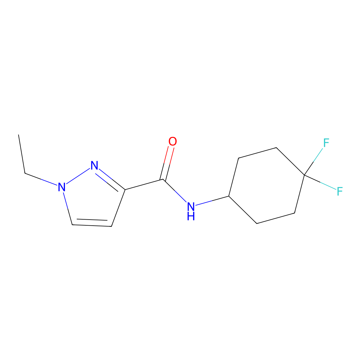 N-(4,4-difluorocyclohexyl)-1-ethyl-1H-pyrazole-3-carboxamide molecular structure, CAS 2034516-17-9