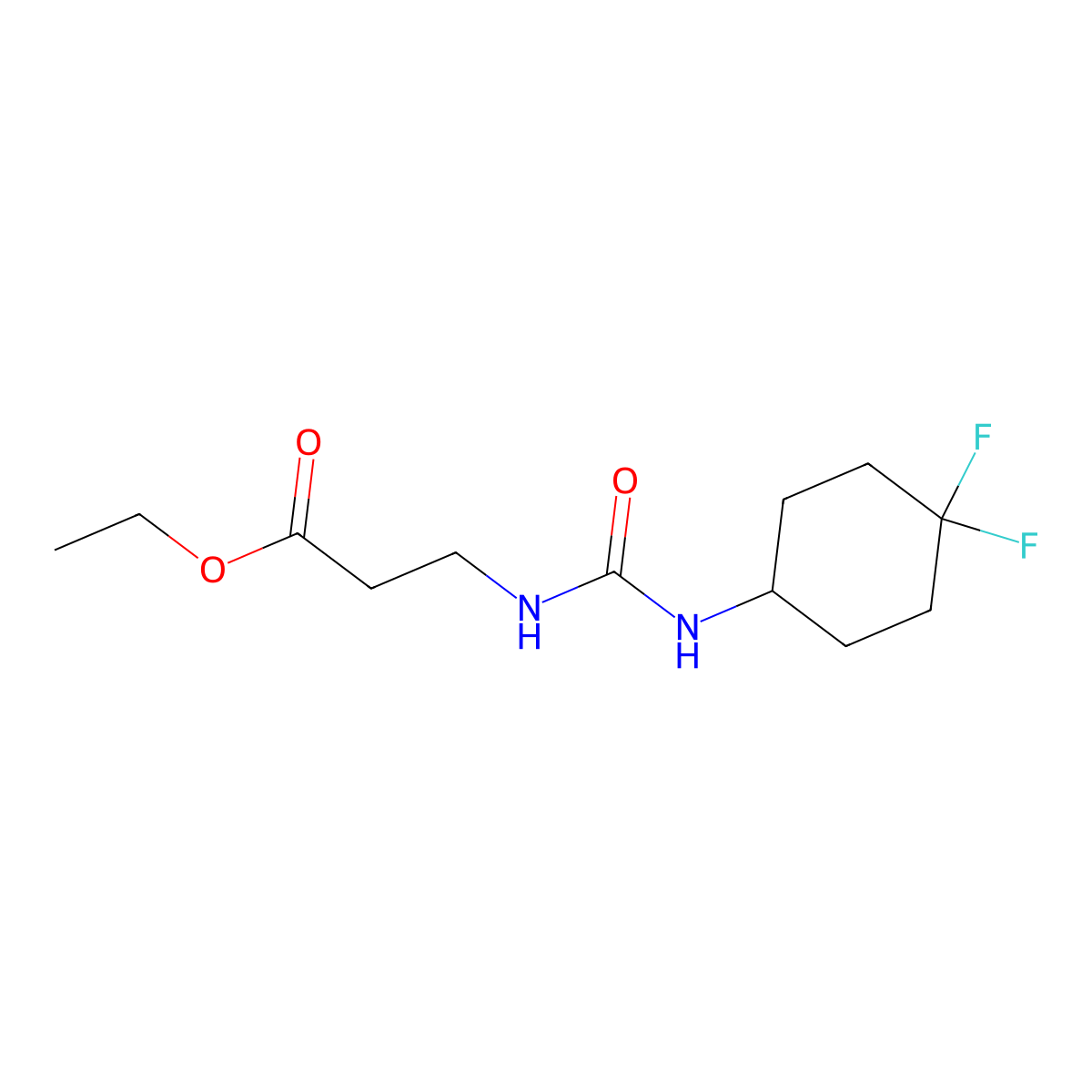 Ethyl 3-(3-(4,4-difluorocyclohexyl)ureido)propanoate molecular structure, CAS 2034516-28-2