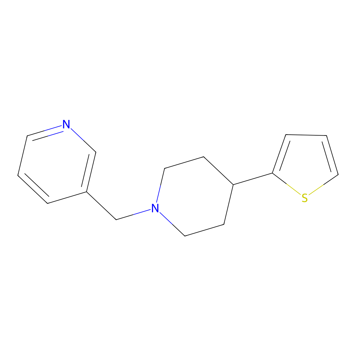 3-{[4-(Thiophen-2-yl)piperidin-1-yl]methyl}pyridine molecular structure, CAS 2034516-32-8