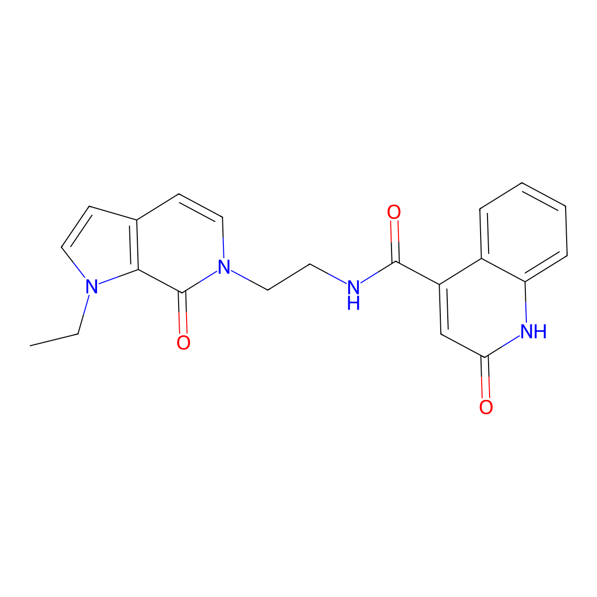 N-(2-(1-ethyl-7-oxo-1H-pyrrolo[2,3-c]pyridin-6(7H)-yl)ethyl)-2-hydroxyquinoline-4-carboxamide molecular structure, CAS 2034516-39-5