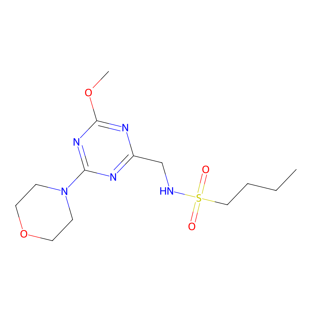 N-((4-methoxy-6-morpholino-1,3,5-triazin-2-yl)methyl)butane-1-sulfonamide molecular structure, CAS 2034516-42-0