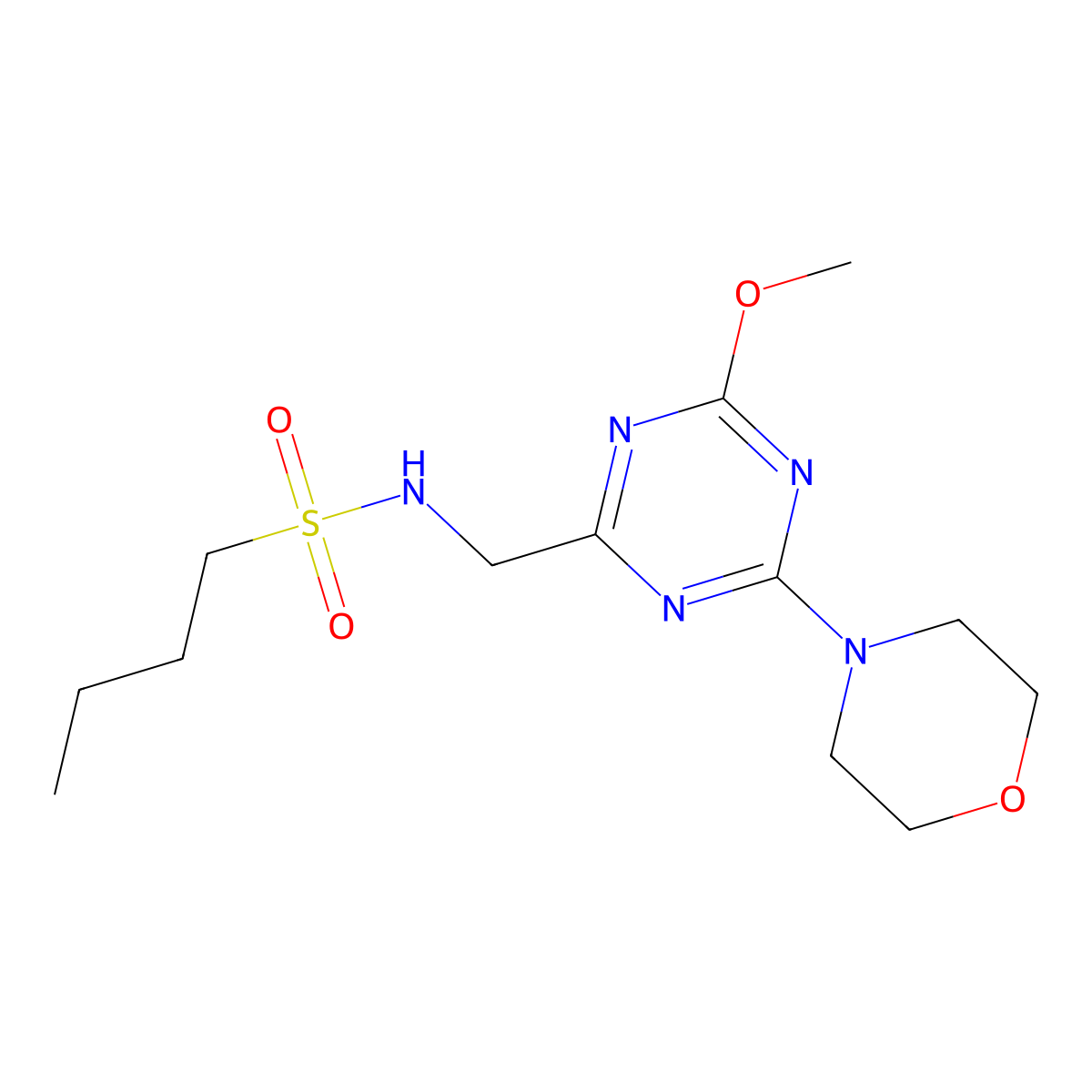 N-((4-methoxy-6-morpholino-1,3,5-triazin-2-yl)methyl)butane-1-sulfonamide molecular structure, CAS 2034516-42-0