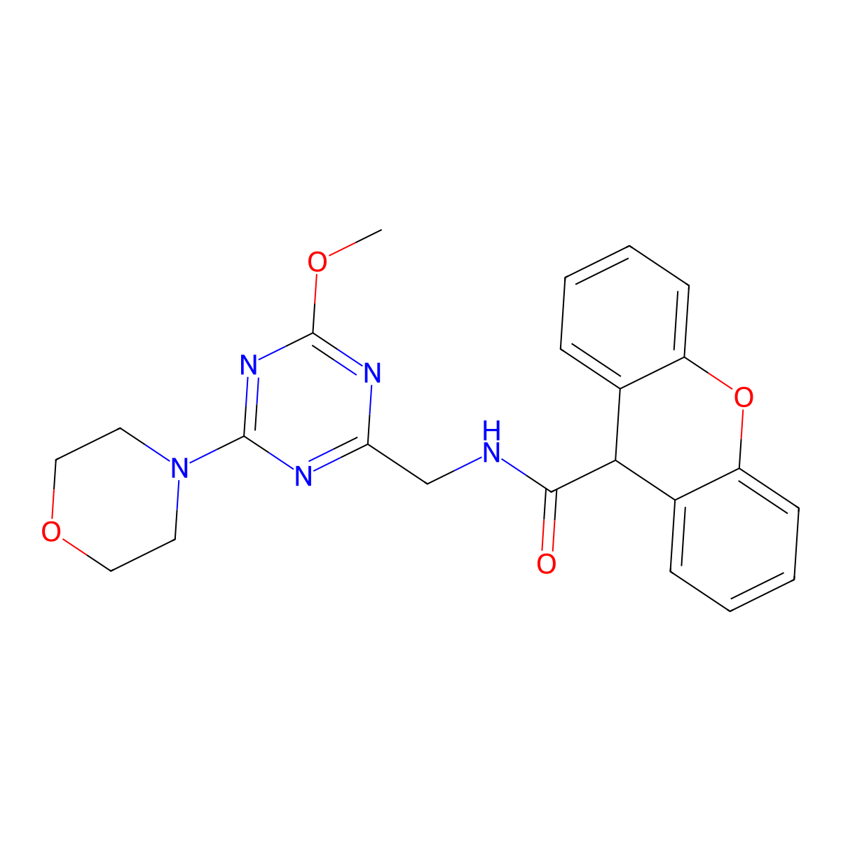 N-((4-methoxy-6-morpholino-1,3,5-triazin-2-yl)methyl)-9H-xanthene-9-carboxamide molecular structure, CAS 2034516-48-6