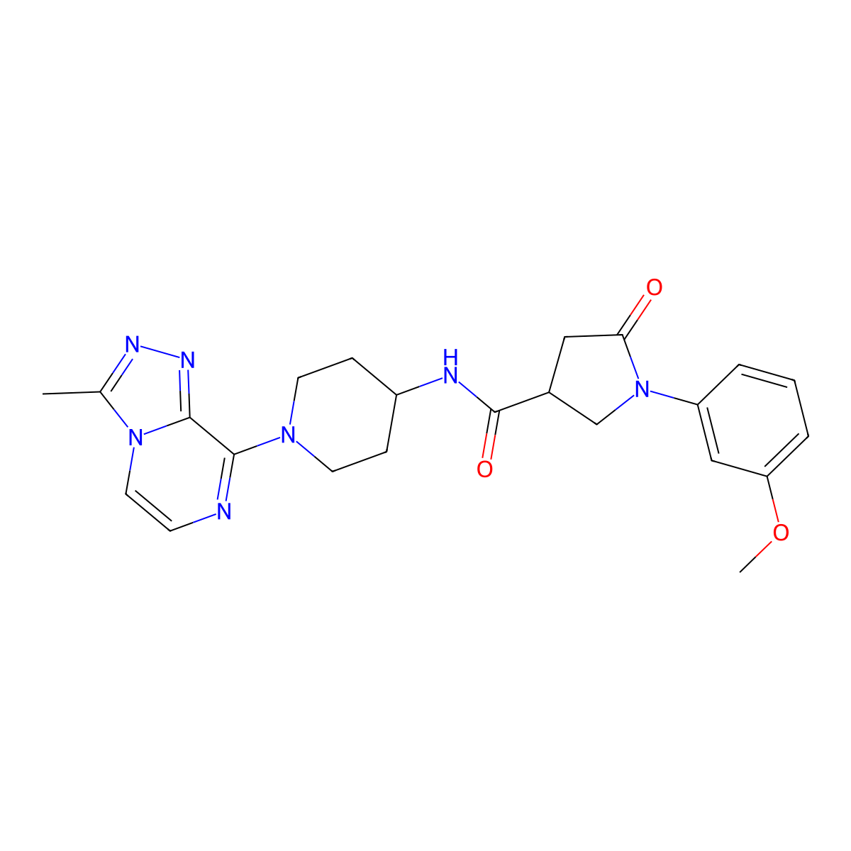 1-(3-methoxyphenyl)-N-(1-{3-methyl-[1,2,4]triazolo[4,3-a]pyrazin-8-yl}piperidin-4-yl)-5-oxopyrrolidine-3-carboxamide molecular structure, CAS 2034516-55-5