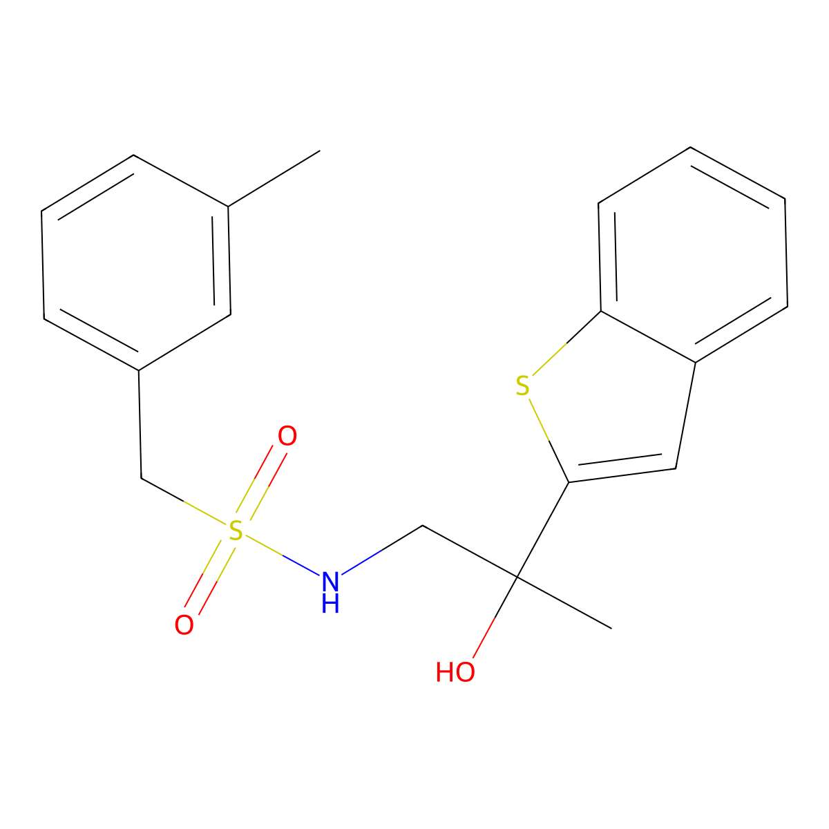 N-(2-(benzo[b]thiophen-2-yl)-2-hydroxypropyl)-1-(m-tolyl)methanesulfonamide molecular structure, CAS 2034516-62-4