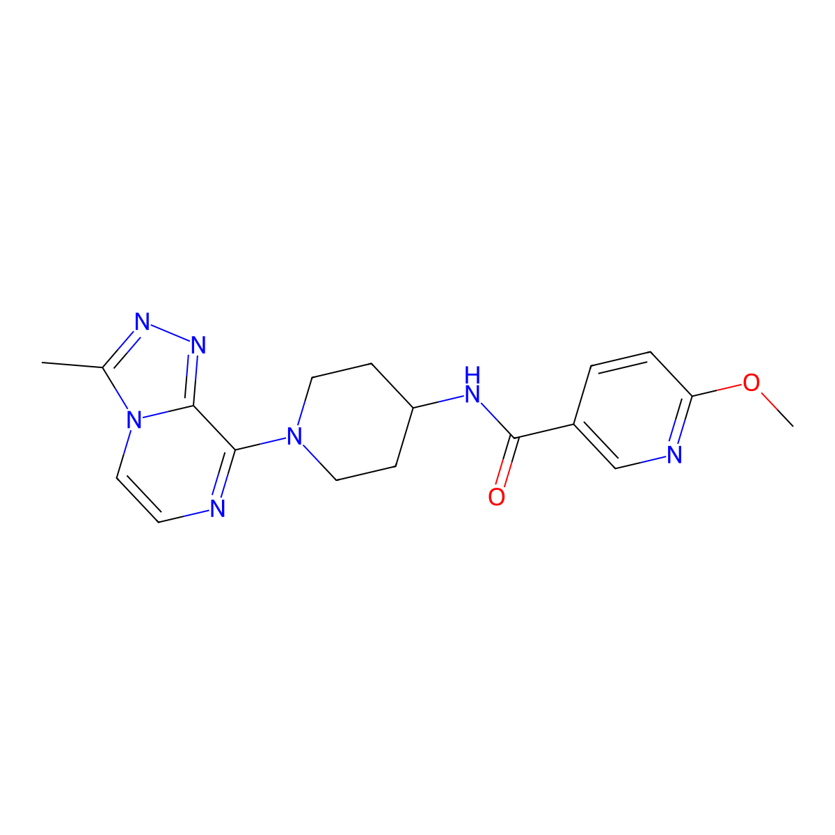6-methoxy-N-(1-(3-methyl-[1,2,4]triazolo[4,3-a]pyrazin-8-yl)piperidin-4-yl)nicotinamide molecular structure, CAS 2034516-64-6