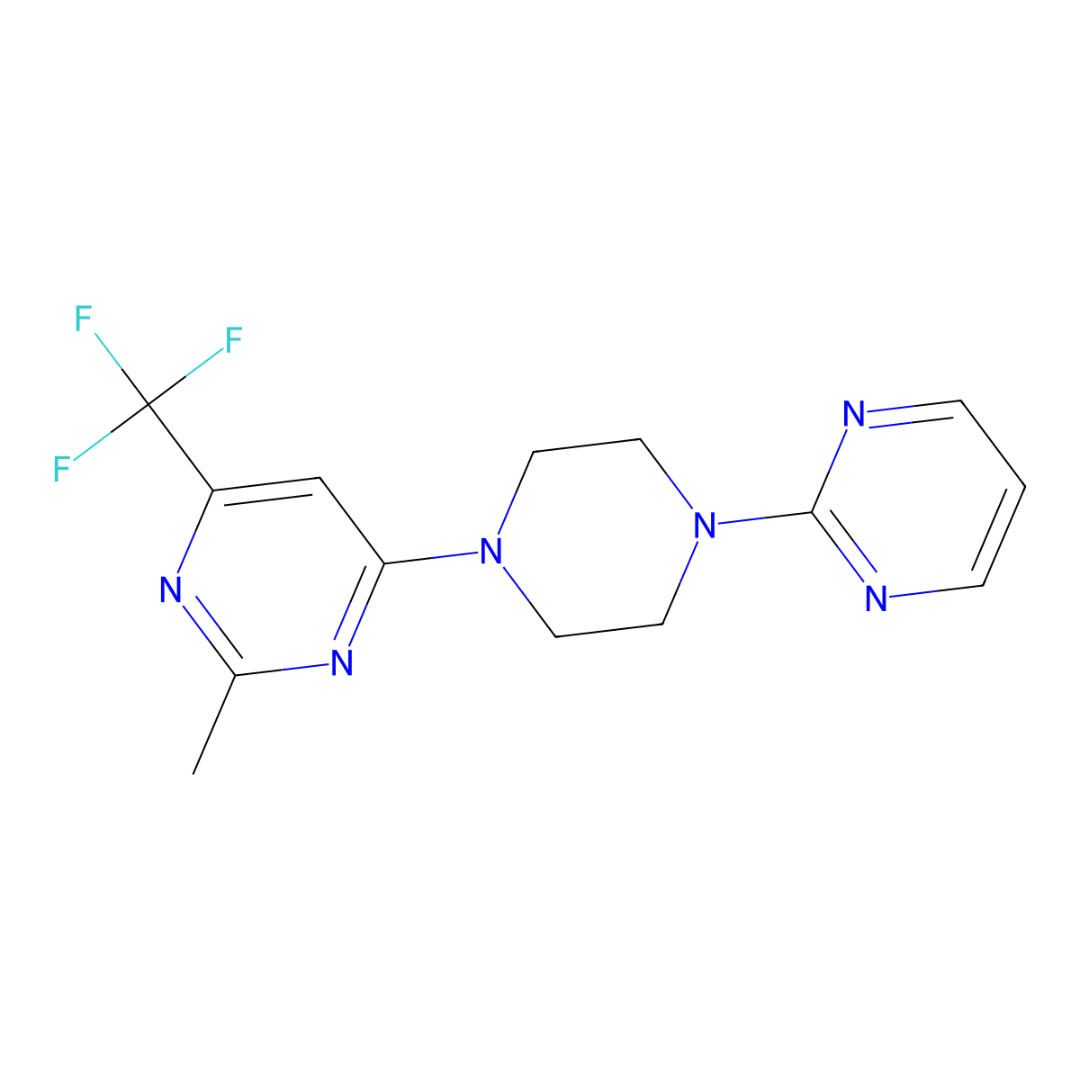 2-Methyl-4-(4-(pyrimidin-2-yl)piperazin-1-yl)-6-(trifluoromethyl)pyrimidine molecular structure, CAS 2034516-66-8