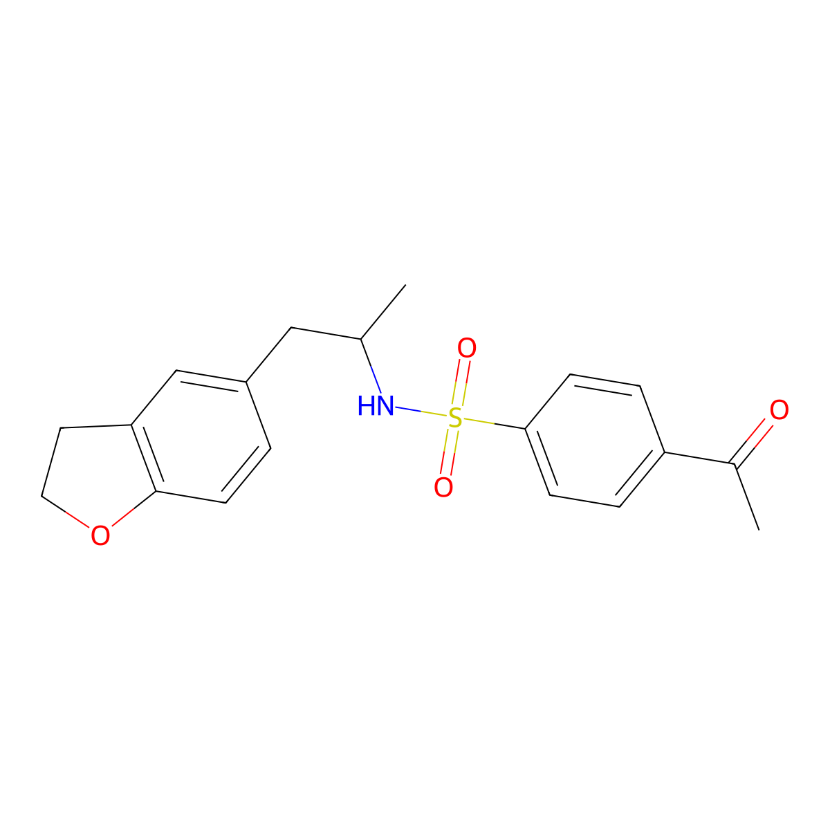 4-acetyl-N-(1-(2,3-dihydrobenzofuran-5-yl)propan-2-yl)benzenesulfonamide molecular structure, CAS 2034516-68-0