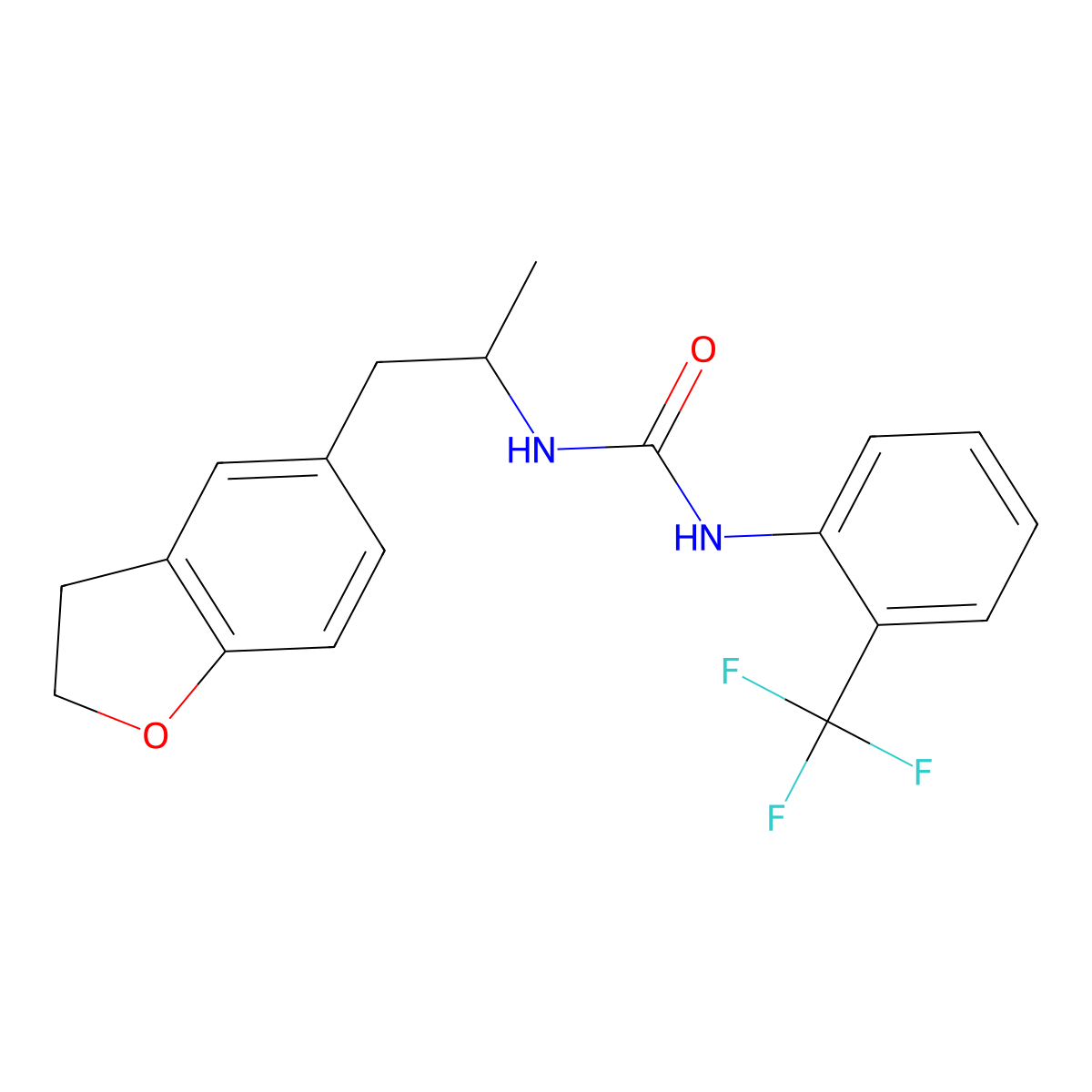 1-(1-(2,3-Dihydrobenzofuran-5-yl)propan-2-yl)-3-(2-(trifluoromethyl)phenyl)urea molecular structure, CAS 2034516-72-6