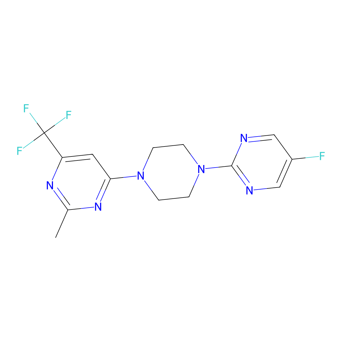 4-[4-(5-Fluoropyrimidin-2-yl)piperazin-1-yl]-2-methyl-6-(trifluoromethyl)pyrimidine molecular structure, CAS 2034516-73-7