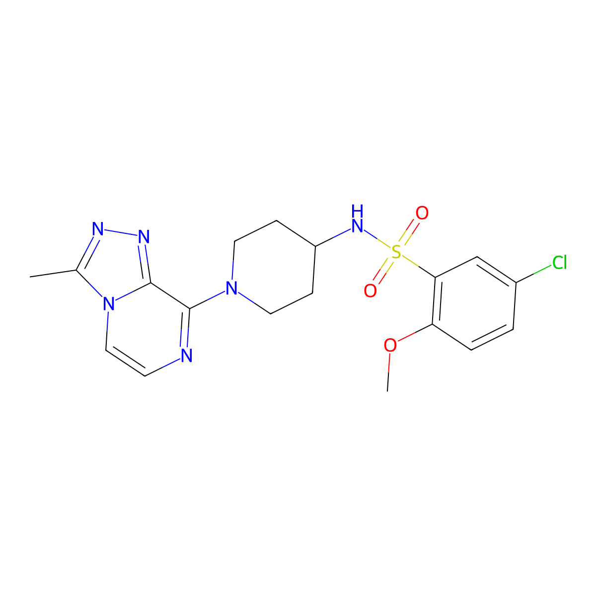 5-chloro-2-methoxy-N-(1-(3-methyl-[1,2,4]triazolo[4,3-a]pyrazin-8-yl)piperidin-4-yl)benzenesulfonamide molecular structure, CAS 2034516-75-9