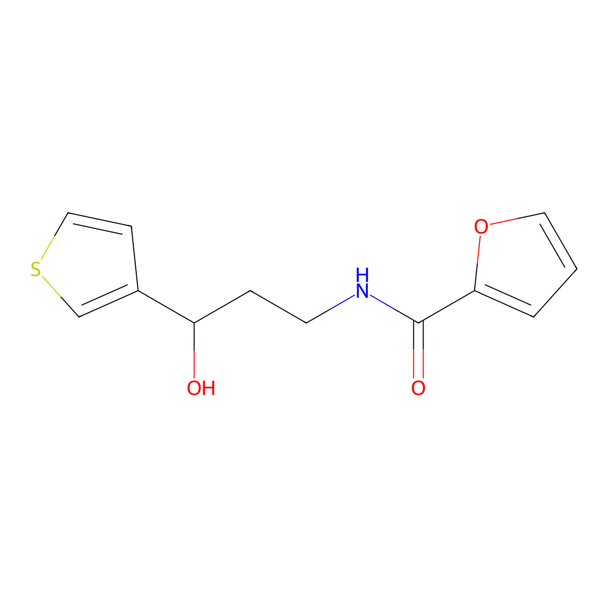 N-[3-hydroxy-3-(thiophen-3-yl)propyl]furan-2-carboxamide molecular structure, CAS 2034516-76-0