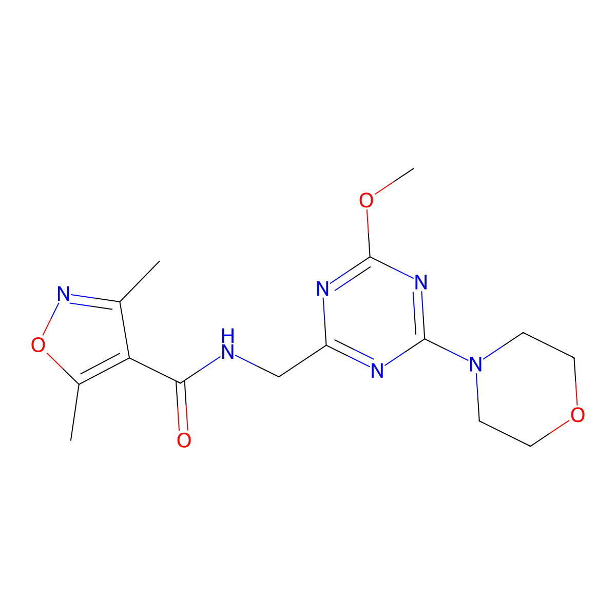 N-((4-methoxy-6-morpholino-1,3,5-triazin-2-yl)methyl)-3,5-dimethylisoxazole-4-carboxamide molecular structure, CAS 2034516-81-7