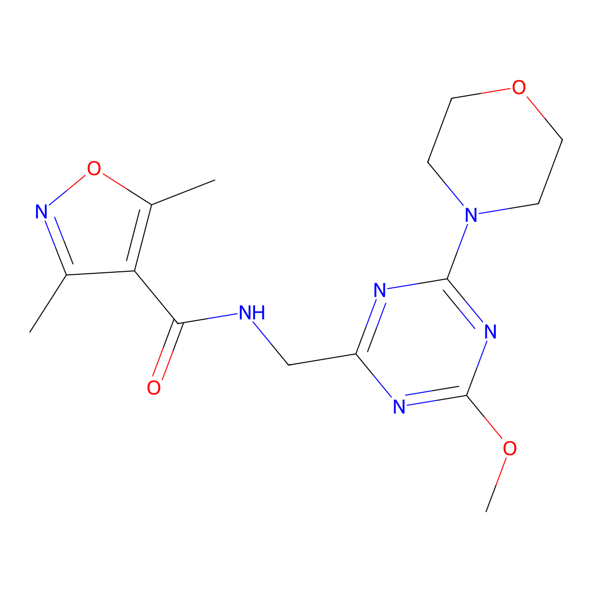 N-((4-methoxy-6-morpholino-1,3,5-triazin-2-yl)methyl)-3,5-dimethylisoxazole-4-carboxamide molecular structure, CAS 2034516-81-7