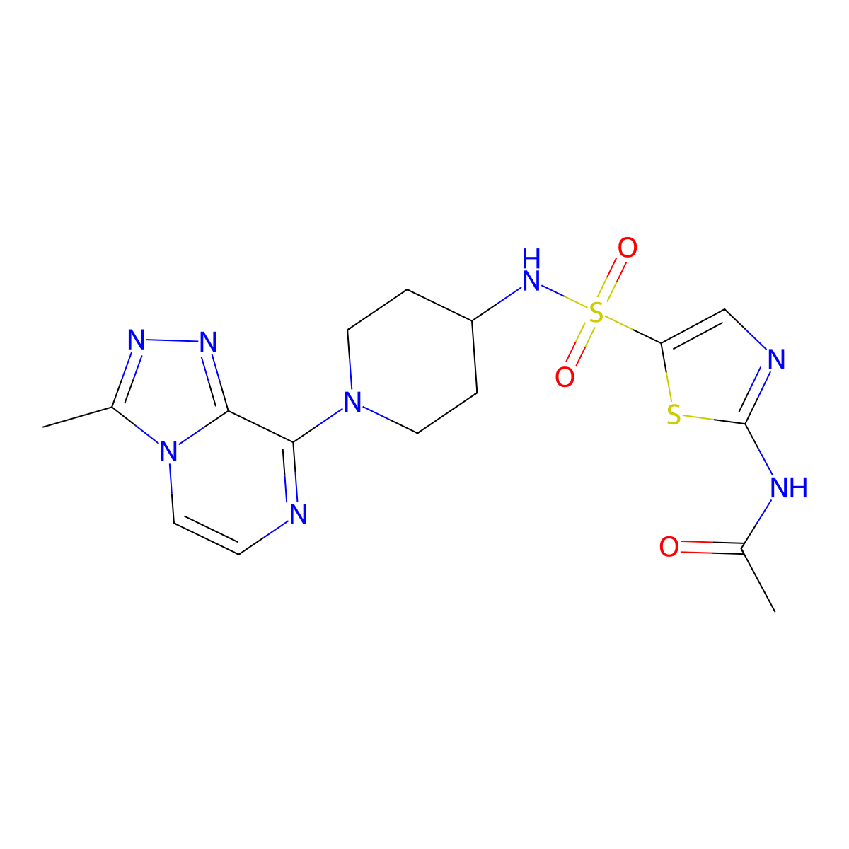 N-(5-(N-(1-(3-methyl-[1,2,4]triazolo[4,3-a]pyrazin-8-yl)piperidin-4-yl)sulfamoyl)thiazol-2-yl)acetamide molecular structure, CAS 2034516-83-9