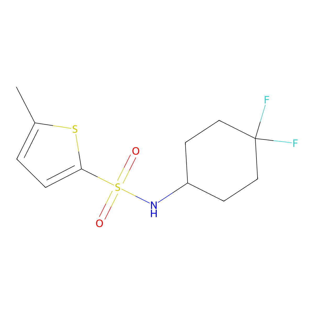 N-(4,4-difluorocyclohexyl)-5-methylthiophene-2-sulfonamide molecular structure, CAS 2034516-84-0