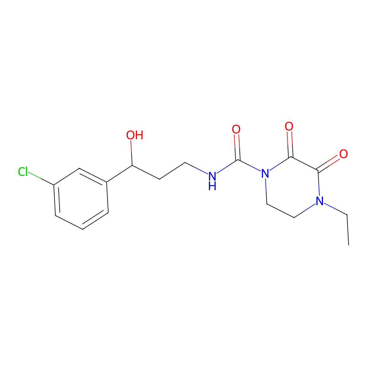 N-[3-(3-chlorophenyl)-3-hydroxypropyl]-4-ethyl-2,3-dioxopiperazine-1-carboxamide molecular structure, CAS 2034516-85-1