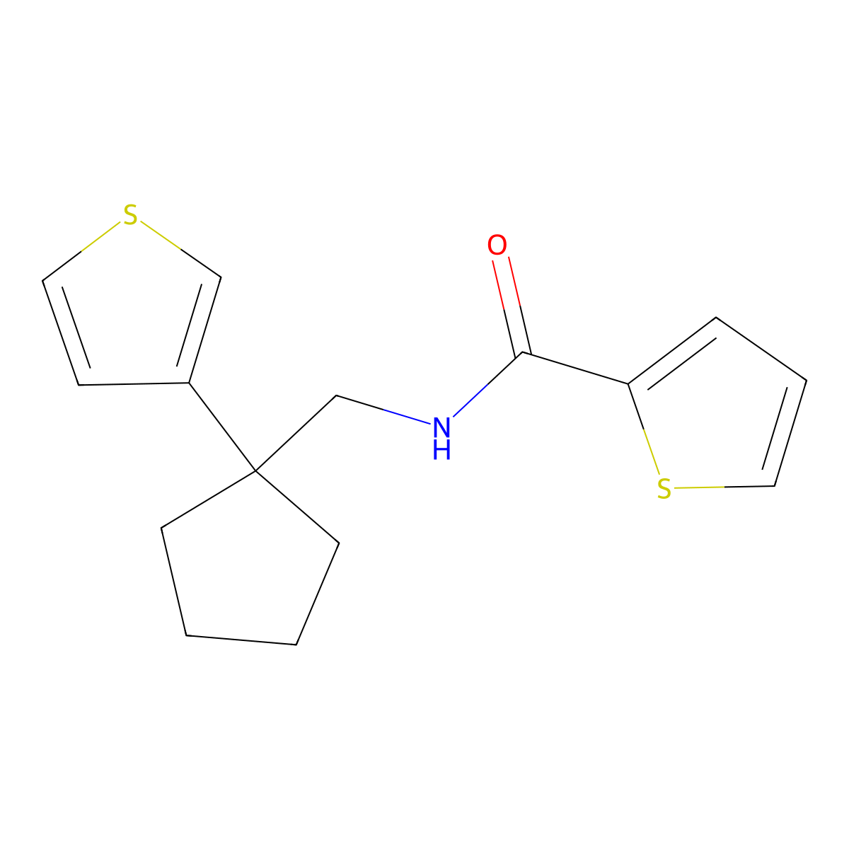 N-((1-(thiophen-3-yl)cyclopentyl)methyl)thiophene-2-carboxamide molecular structure, CAS 2034516-87-3