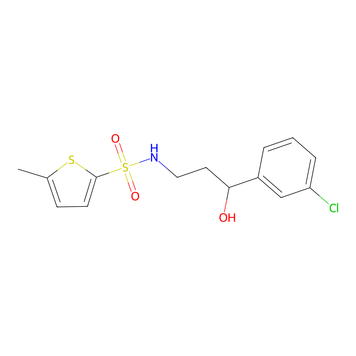 N-[3-(3-chlorophenyl)-3-hydroxypropyl]-5-methylthiophene-2-sulfonamide molecular structure, CAS 2034516-89-5