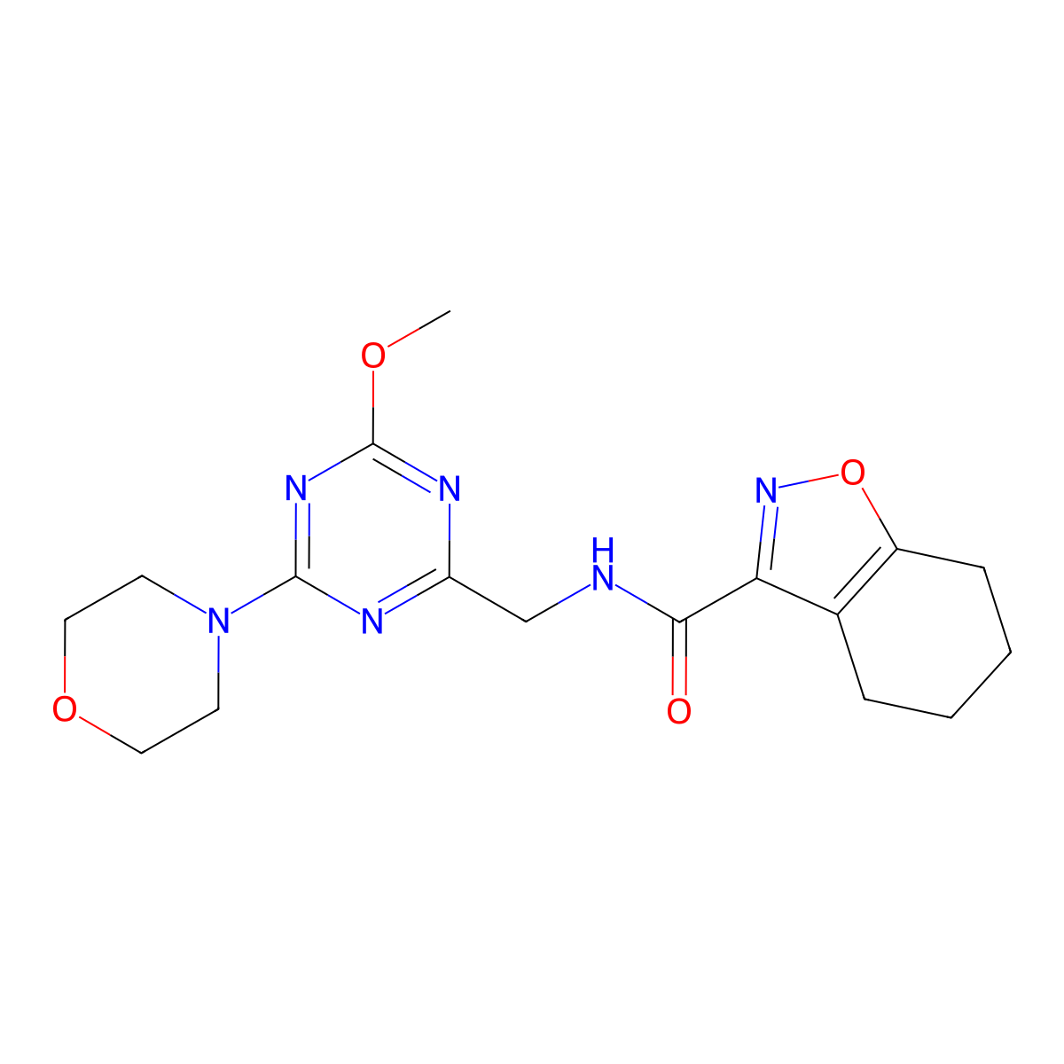 N-((4-methoxy-6-morpholino-1,3,5-triazin-2-yl)methyl)-4,5,6,7-tetrahydrobenzo[d]isoxazole-3-carboxamide molecular structure, CAS 2034516-96-4