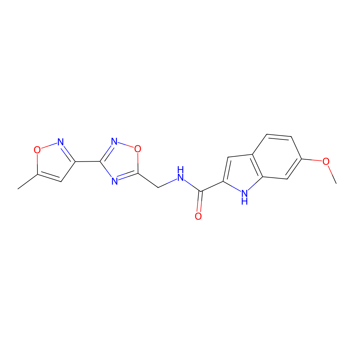 6-methoxy-N-((3-(5-methylisoxazol-3-yl)-1,2,4-oxadiazol-5-yl)methyl)-1H-indole-2-carboxamide molecular structure, CAS 2034517-01-4
