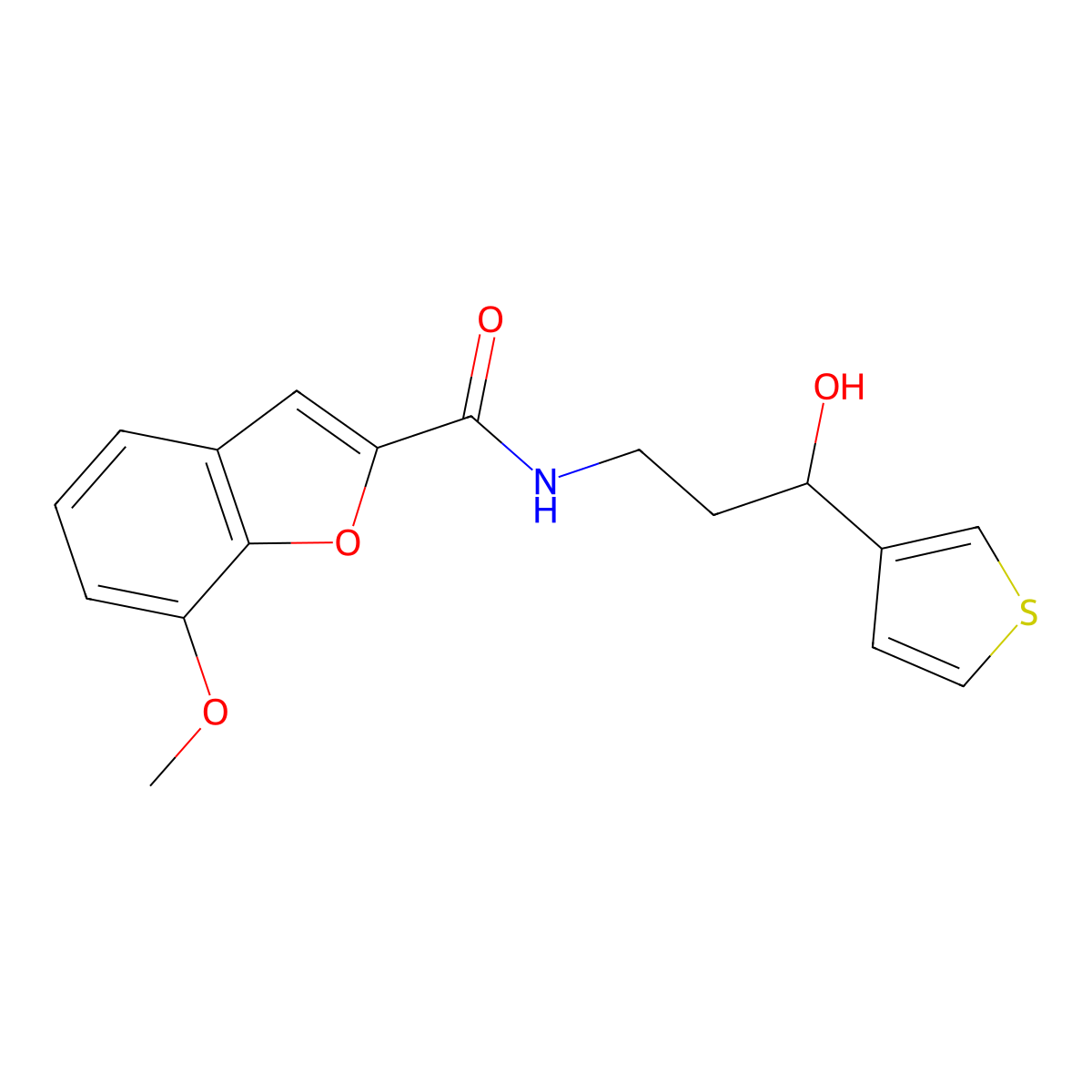 N-(3-hydroxy-3-(thiophen-3-yl)propyl)-7-methoxybenzofuran-2-carboxamide molecular structure, CAS 2034517-02-5