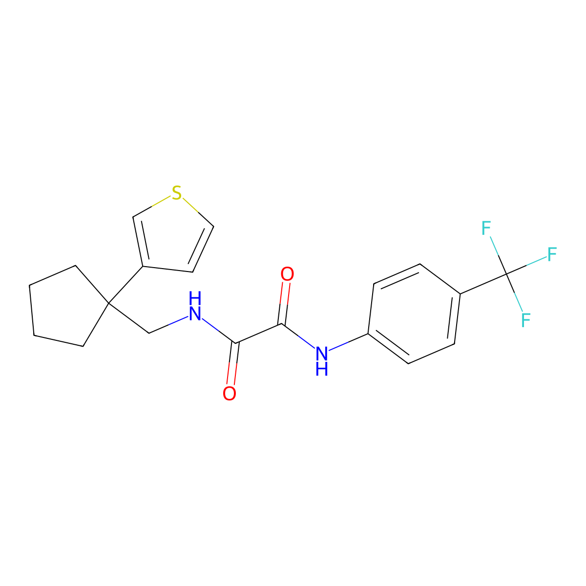 N1-((1-(thiophen-3-yl)cyclopentyl)methyl)-N2-(4-(trifluoromethyl)phenyl)oxalamide molecular structure, CAS 2034517-03-6