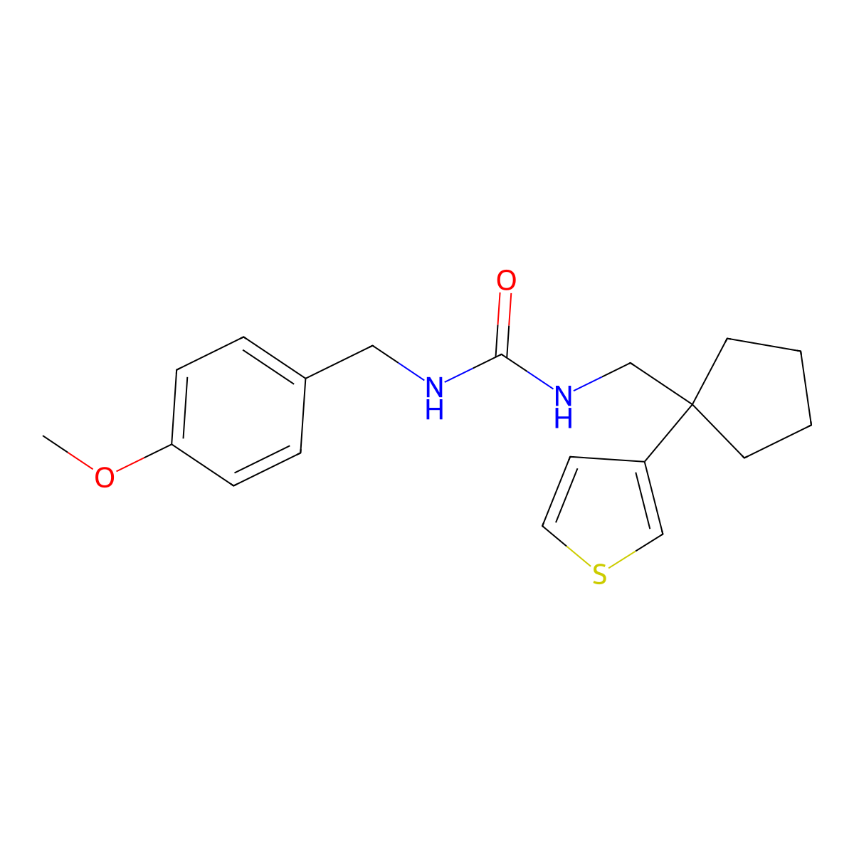 1-(4-Methoxybenzyl)-3-((1-(thiophen-3-yl)cyclopentyl)methyl)urea molecular structure, CAS 2034517-11-6